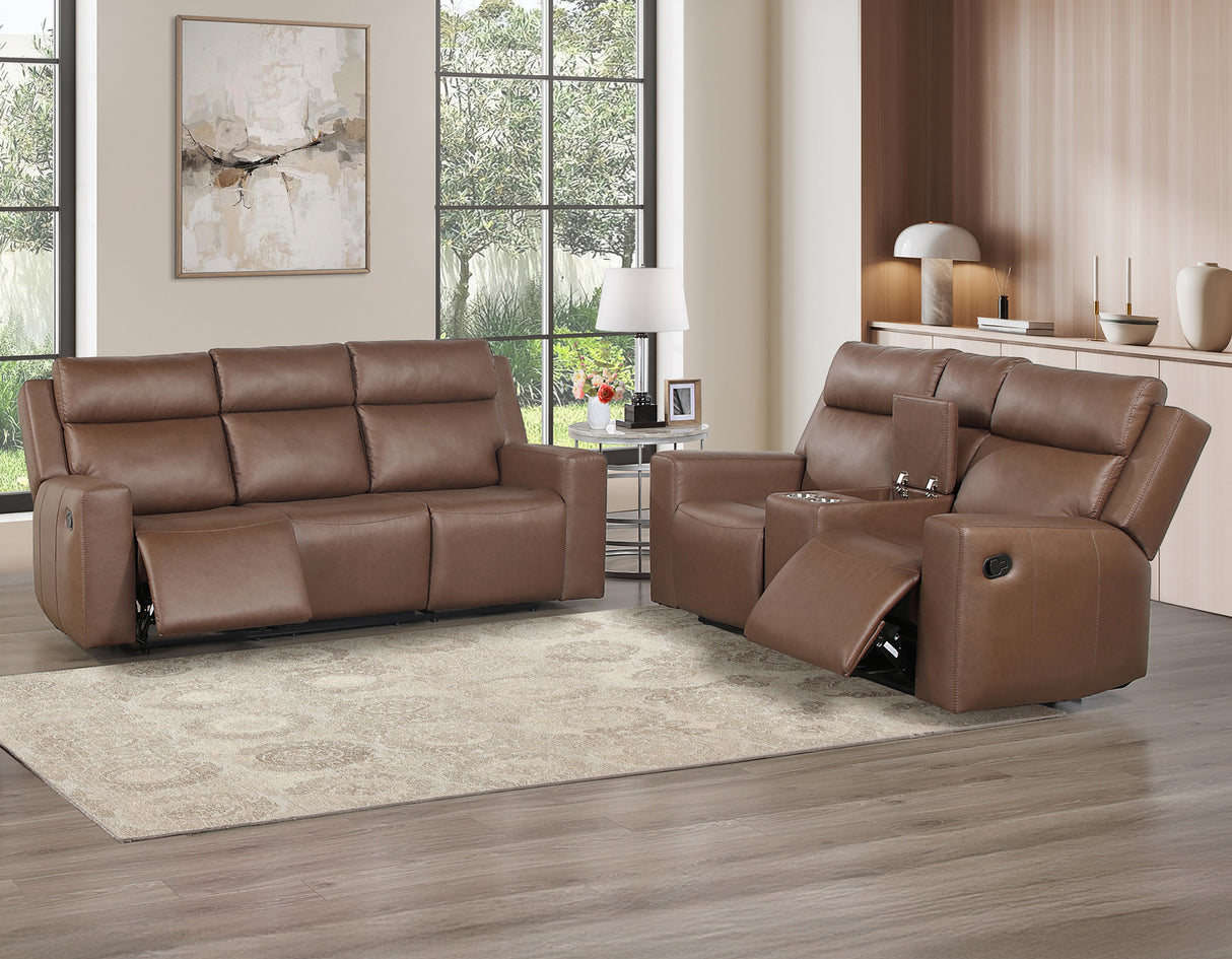 Barron Brown 3-Piece Manual Reclining Living Room Set by Steve Silver at Eve Furniture