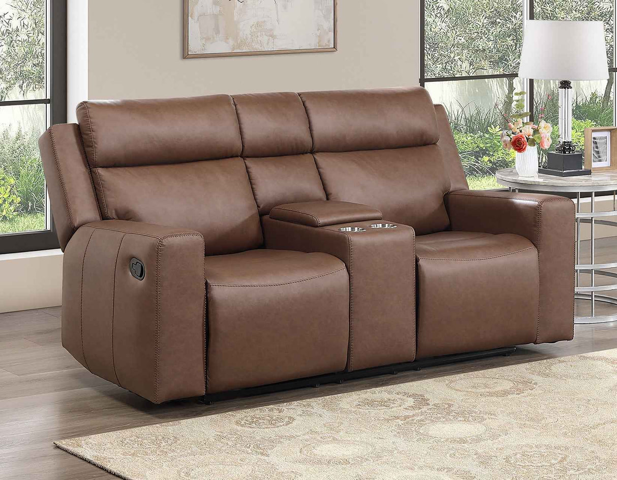 Barron Brown Manual Reclining Loveseat by Steve Silver at Eve Furniture