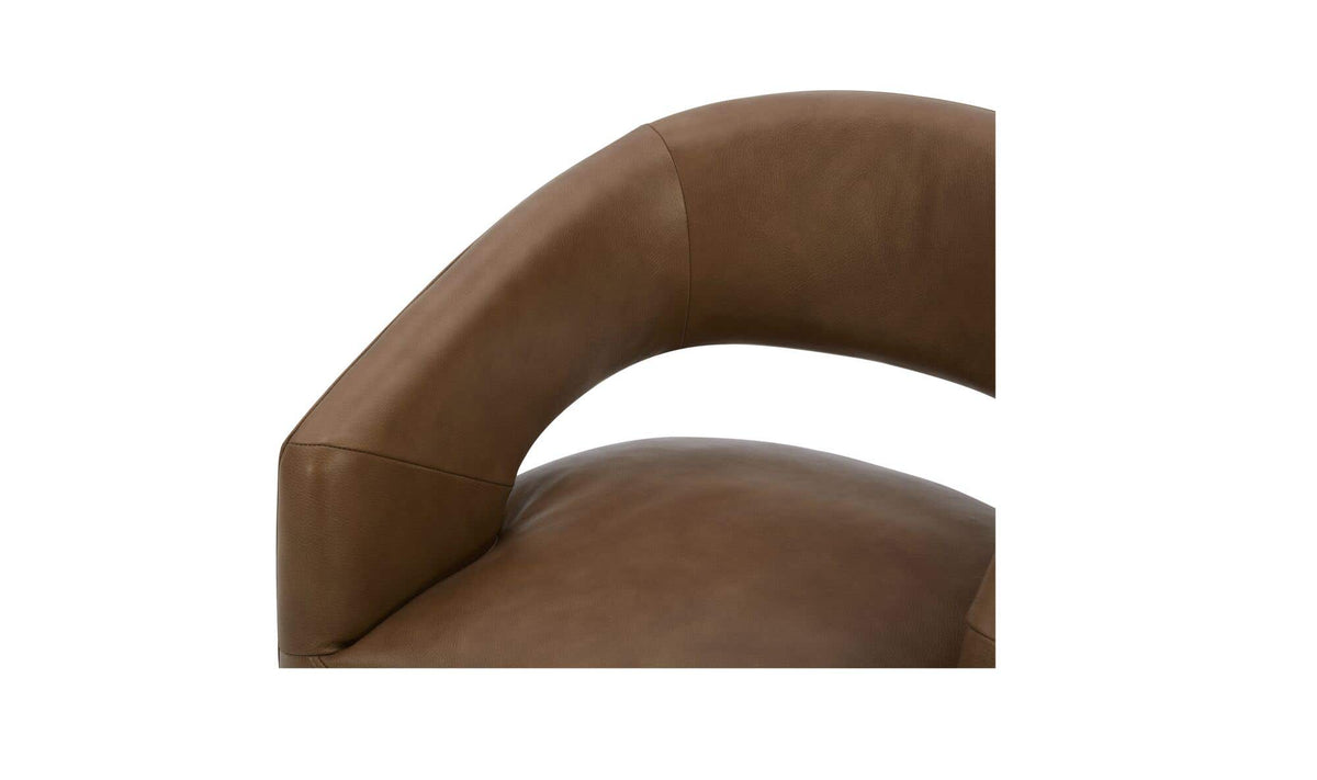Barrow Rolling Dining Chair Tan Leather by Moe's Home at Eve Furniture