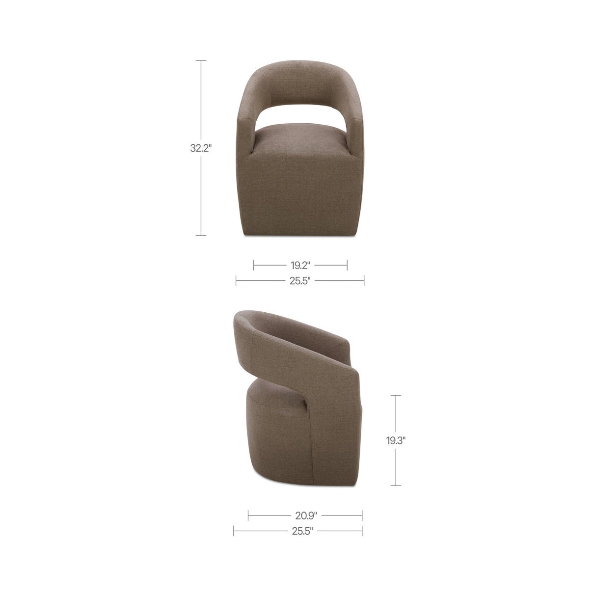 Barrow Soft Taupe Rolling Dining Chair by MOES at Eve Furniture