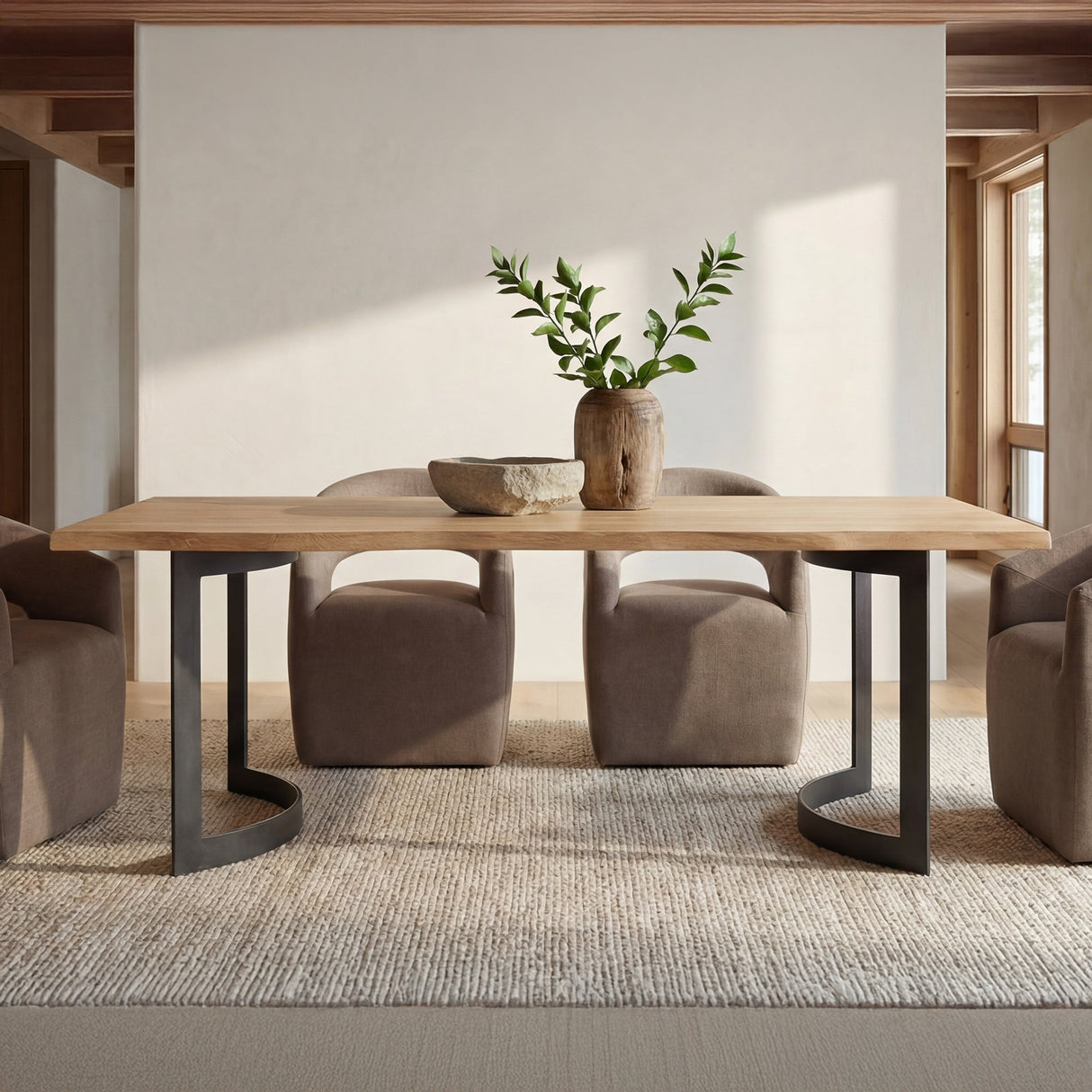 Barrow Soft Taupe Rolling Dining Chair by MOES at Eve Furniture