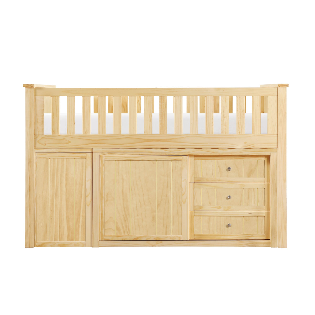 Bartly Natural Pine Low Loft Bunk with Bookcase and 2 Dressers by Homelegance at Eve Furniture