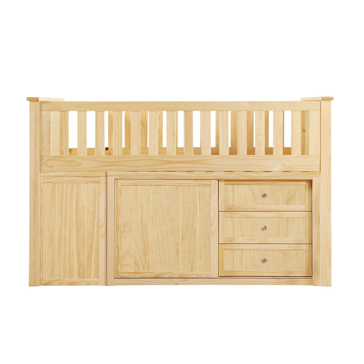 Bartly Natural Pine Low Loft Bunk with Bookcase and 2 Dressers by Homelegance at Eve Furniture