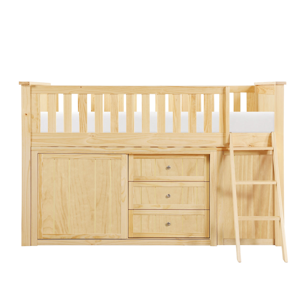 Bartly Natural Pine Low Loft Bunk with Bookcase and 2 Dressers by Homelegance at Eve Furniture