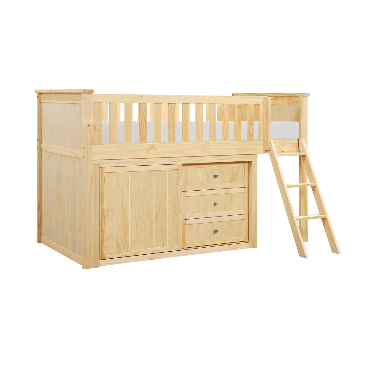 Bartly Natural Pine Low Loft Bunk with Dresser by Homelegance at Eve Furniture