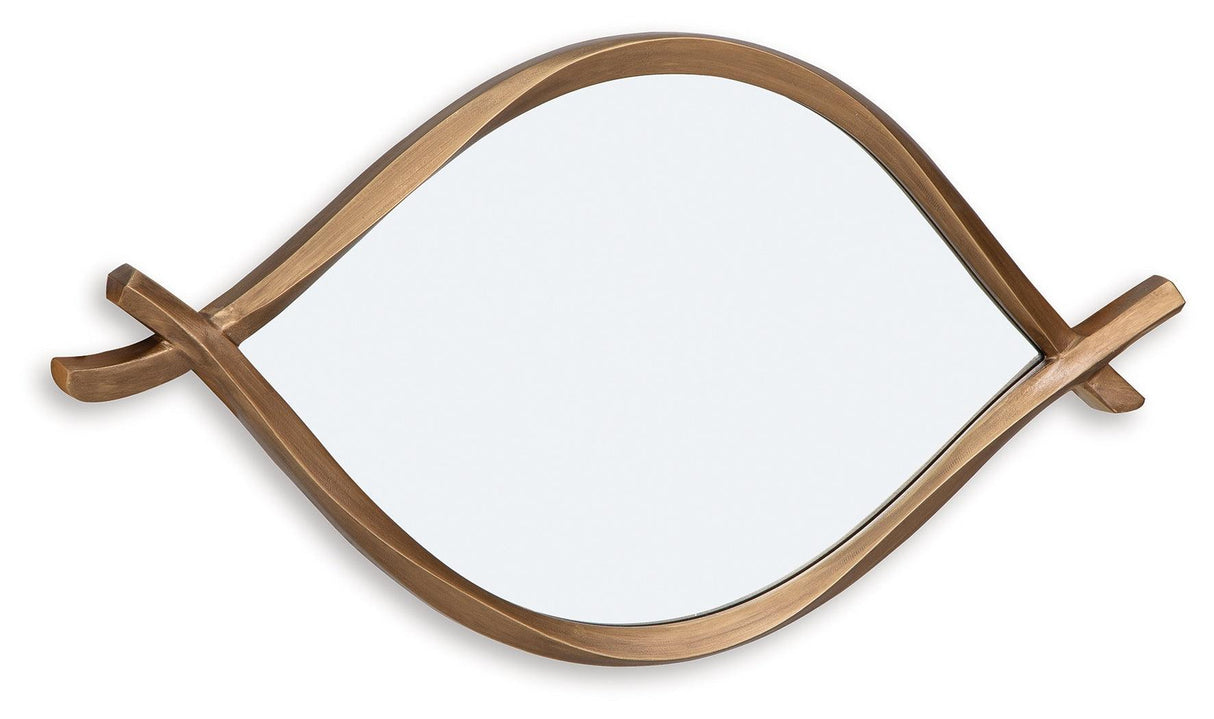 Bartner Antique Gold Finish Accent Mirror by Ashley at Eve Furniture