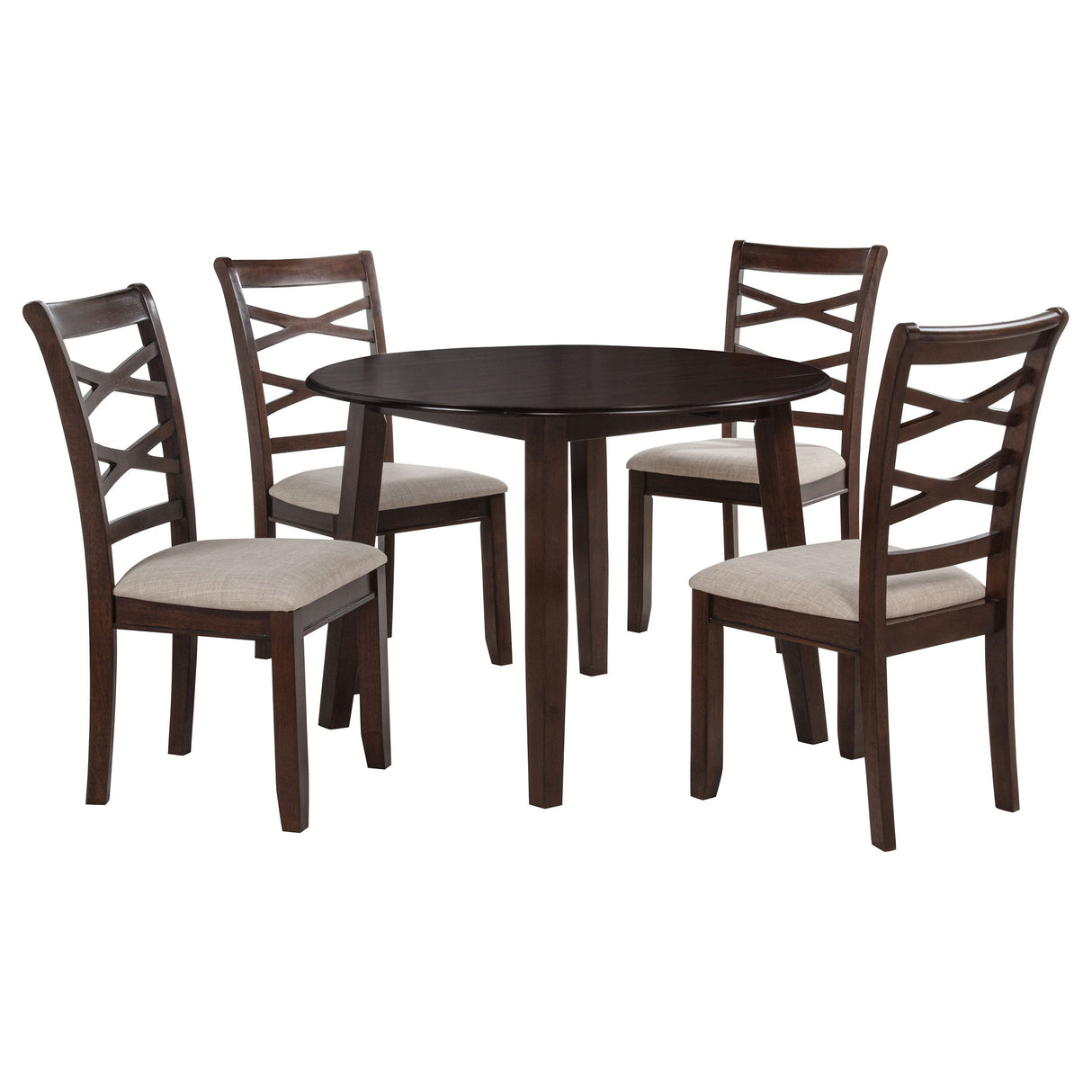 Barton Dark Brown 5-piece Round Wood Dining Table Set by Coaster at Eve Furniture