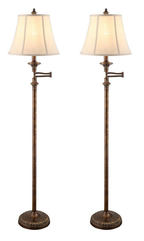 Barton Gold Swing Arm Floor Lamp (Set of 2) by Crestview at Eve Furniture