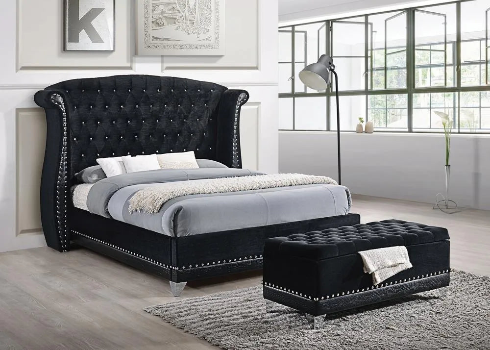 Barzini Black Queen Tufted Upholstered Bed by Coaster at Eve Furniture