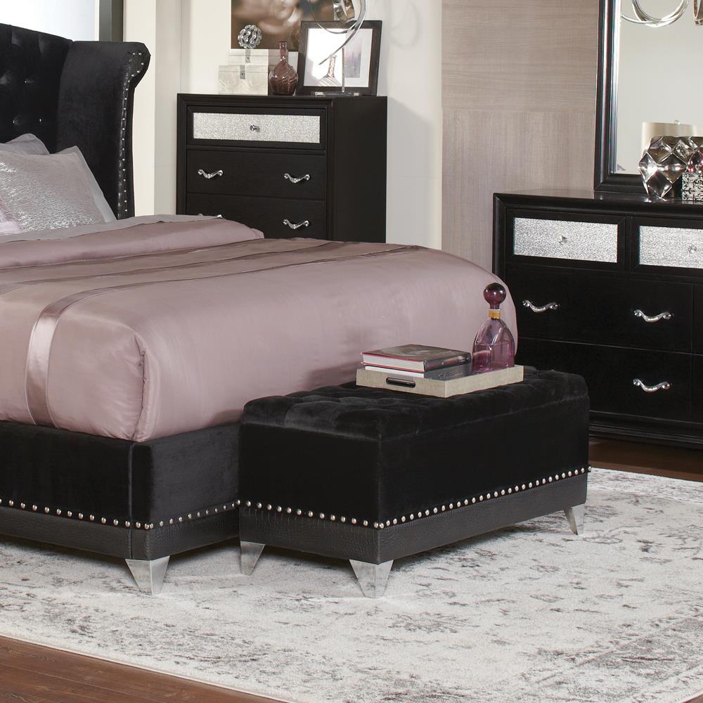 Barzini Black Tufted Rectangular Trunk with Nailhead by Coaster at Eve Furniture