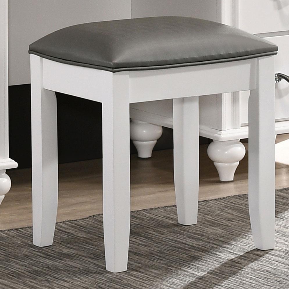 Barzini Metallic and White Upholstered Vanity Stool by Coaster at Eve Furniture