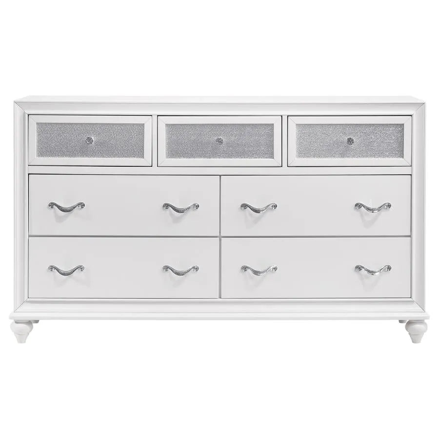 Barzini White 5-Piece Eastern King Upholstered Tufted Bedroom Set by Coaster at Eve Furniture