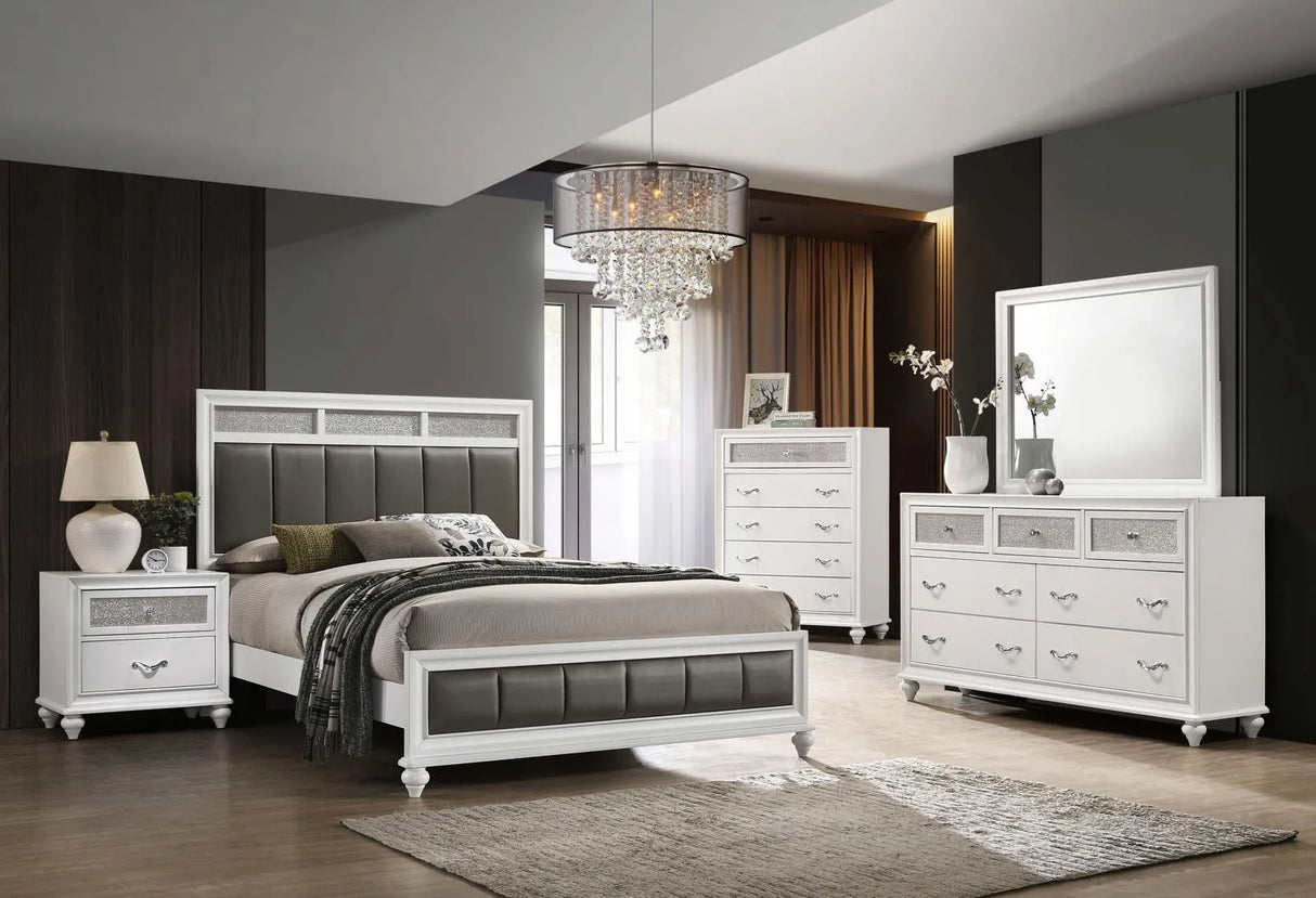 Barzini White Queen Upholstered Panel Bed by Coaster at Eve Furniture