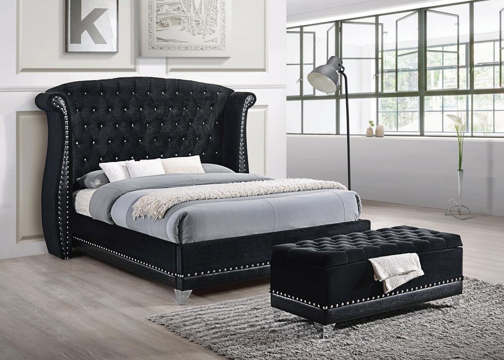 Barzini California King Tufted Upholstered Bed Black by Coaster at Eve Furniture