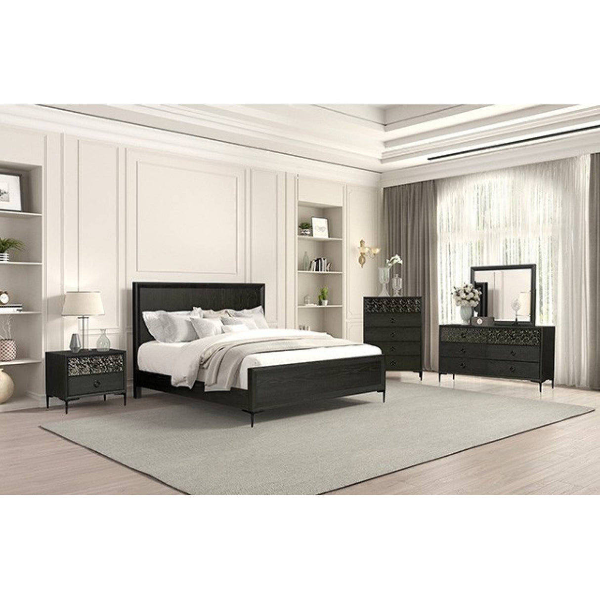 Bashford Espresso 5-Piece Queen Bedroom Set by Furniture of America at Eve Furniture