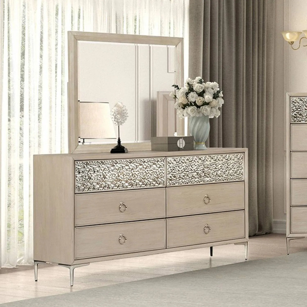 Bashford Natural Oak 5-Piece Queen Bedroom Set by Furniture of America at Eve Furniture