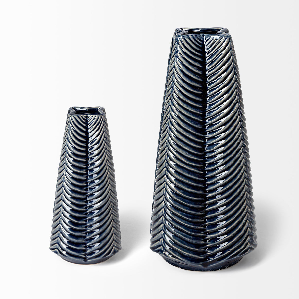 Bashir I Small Dark Navy Gloss Ceramic Vase by Mercana at Eve Furniture