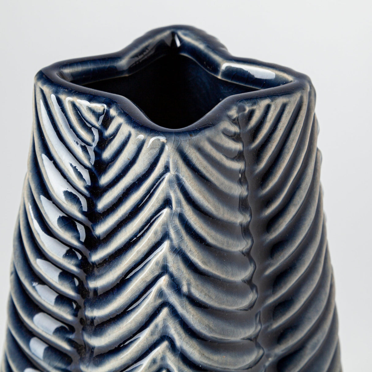 Bashir II Large Dark Navy Gloss Ceramic Vase by Mercana at Eve Furniture