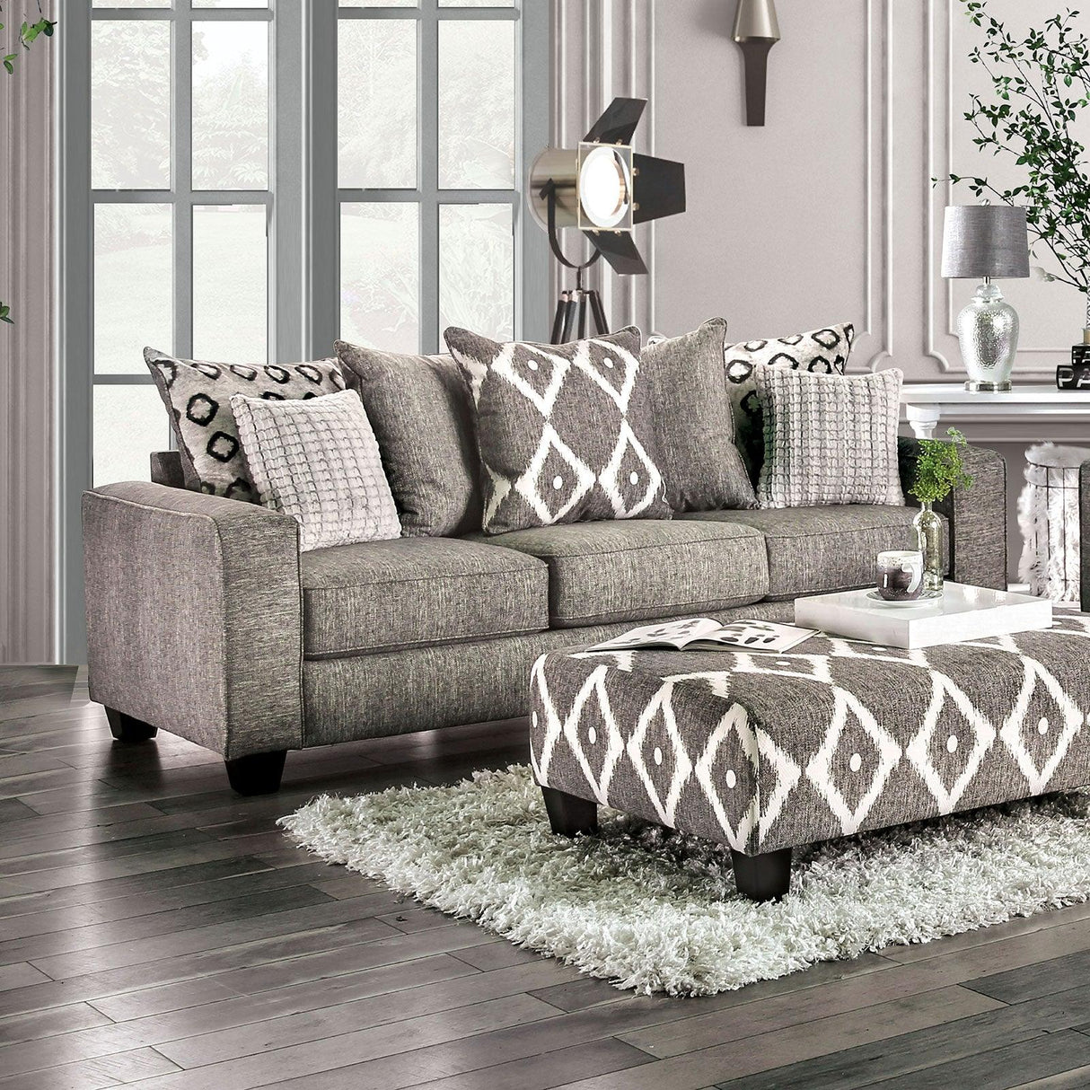 Basie Gray Sofa by Furniture of America at Eve Furniture