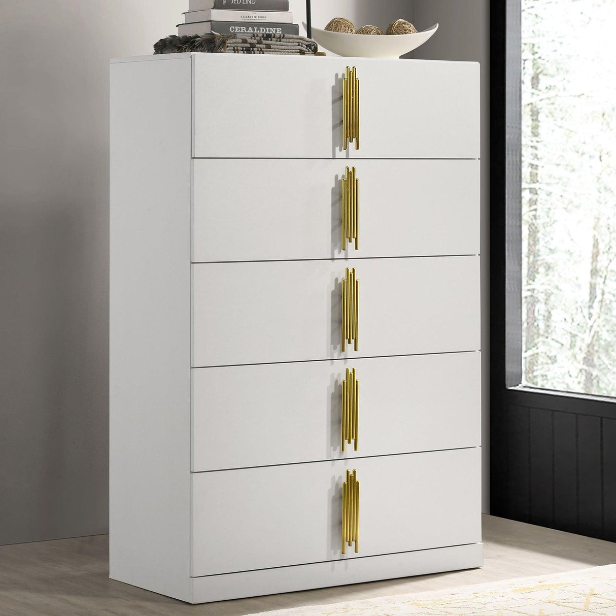 Basildon White/Gold Chest by Furniture of America at Eve Furniture