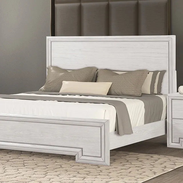 Basilone Rustic White 4-Piece Queen Bedroom Set by Furniture of America at Eve Furniture