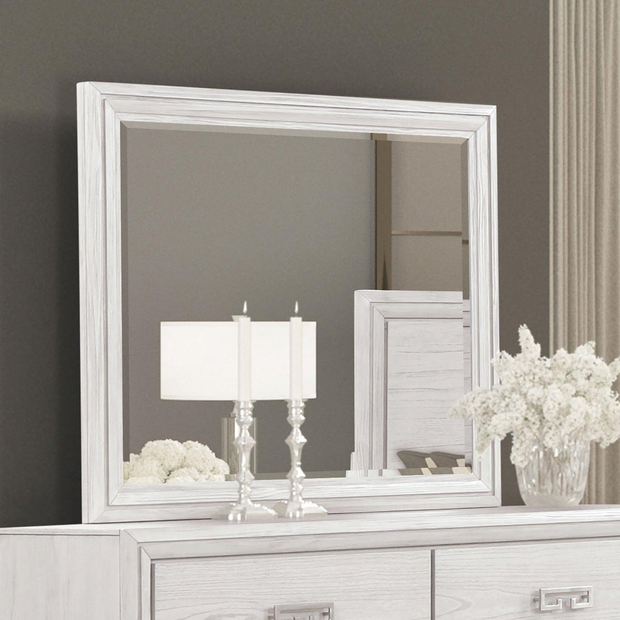 Basilone Rustic White Mirror by Furniture of America at Eve Furniture