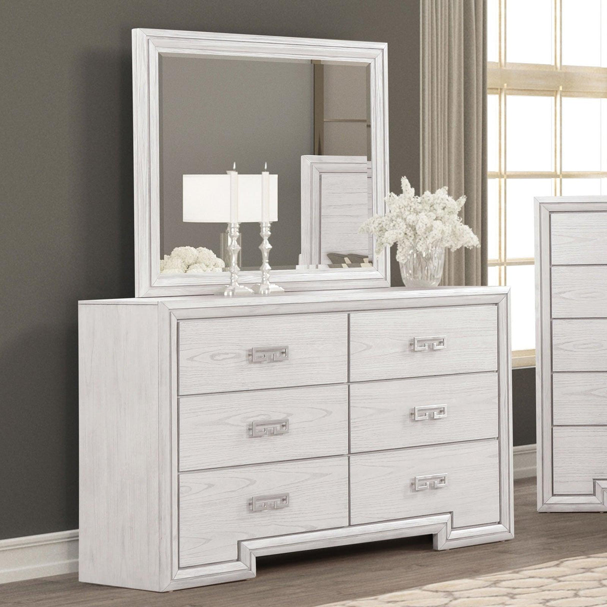 Basilone Rustic White Dresser by Furniture of America at Eve Furniture