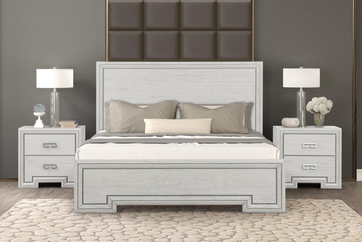 Basilone Rustic White King Bed by Furniture of America at Eve Furniture