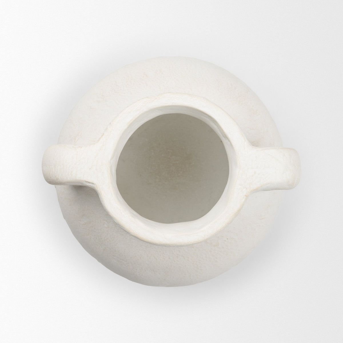 Basma White Scale Textured Ceramic Vase w/ Handles by Mercana at Eve Furniture