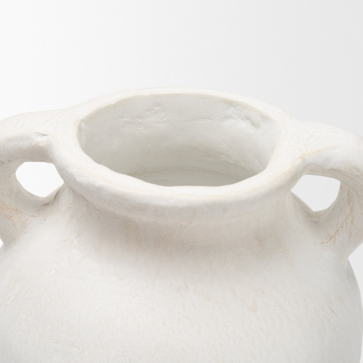 Basma White Scale Textured Ceramic Vase w/ Handles by Mercana at Eve Furniture
