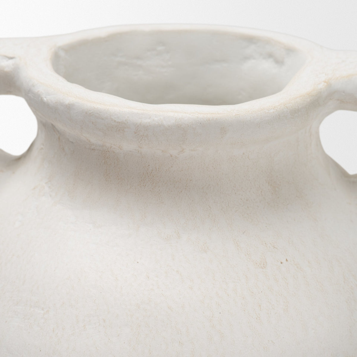Basma White Scale Textured Ceramic Vase w/ Handles by Mercana at Eve Furniture