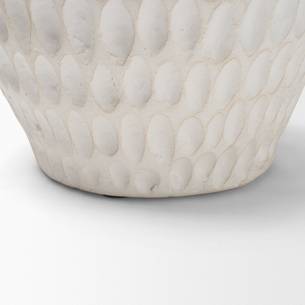 Basma White Scale Textured Ceramic Vase w/ Handles by Mercana at Eve Furniture