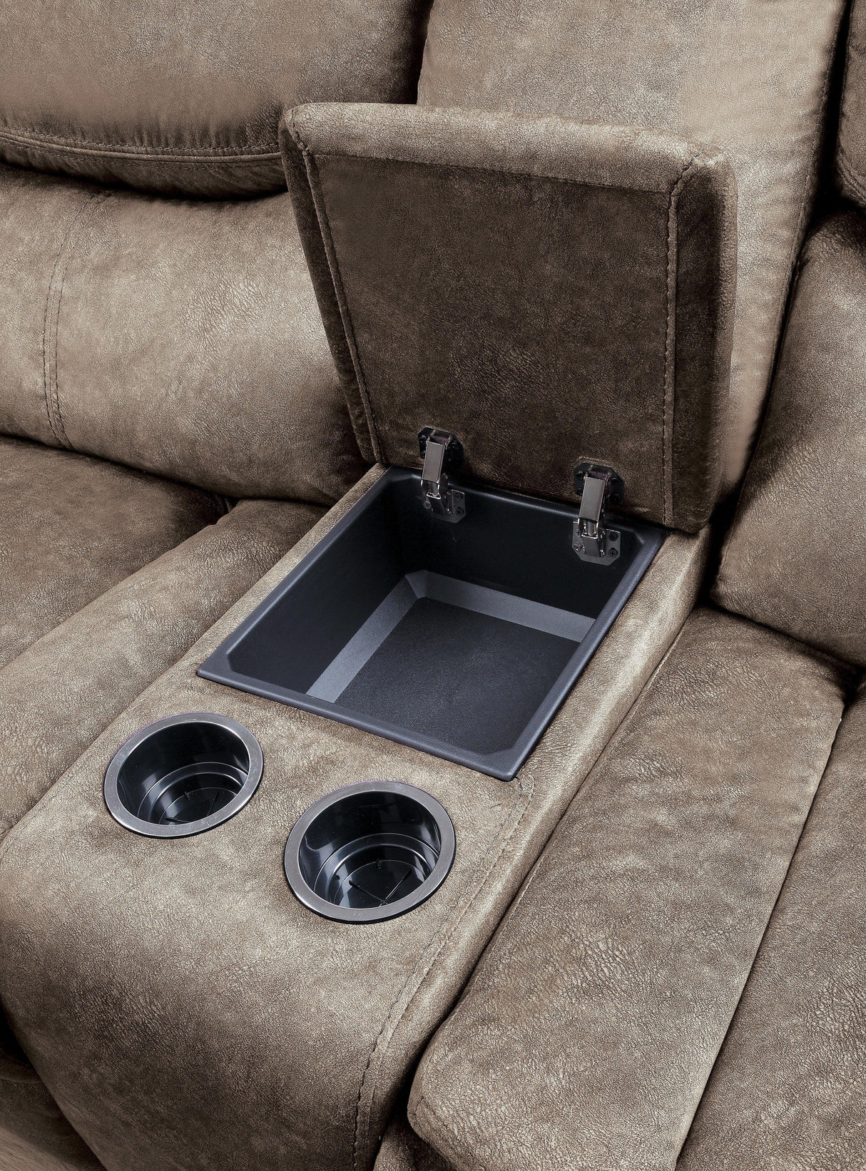 Bastrop Brown Fabric Double Glider Reclining Loveseat with Center Console by Homelegance at Eve Furniture