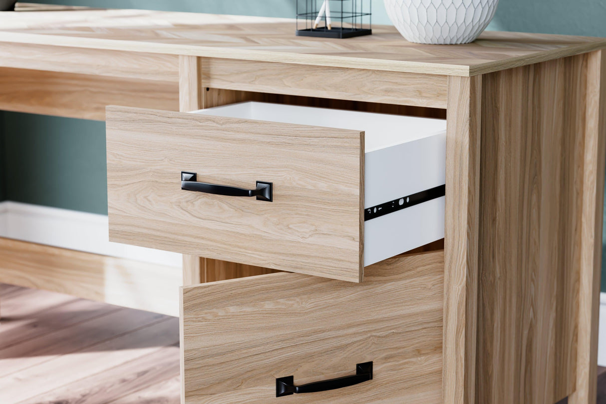 Battelle Tan 60" Home Office Desk by Ashley at Eve Furniture