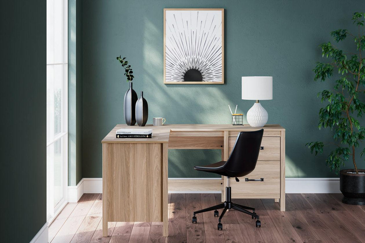 Battelle Tan 60" Home Office Desk with Return by Ashley at Eve Furniture