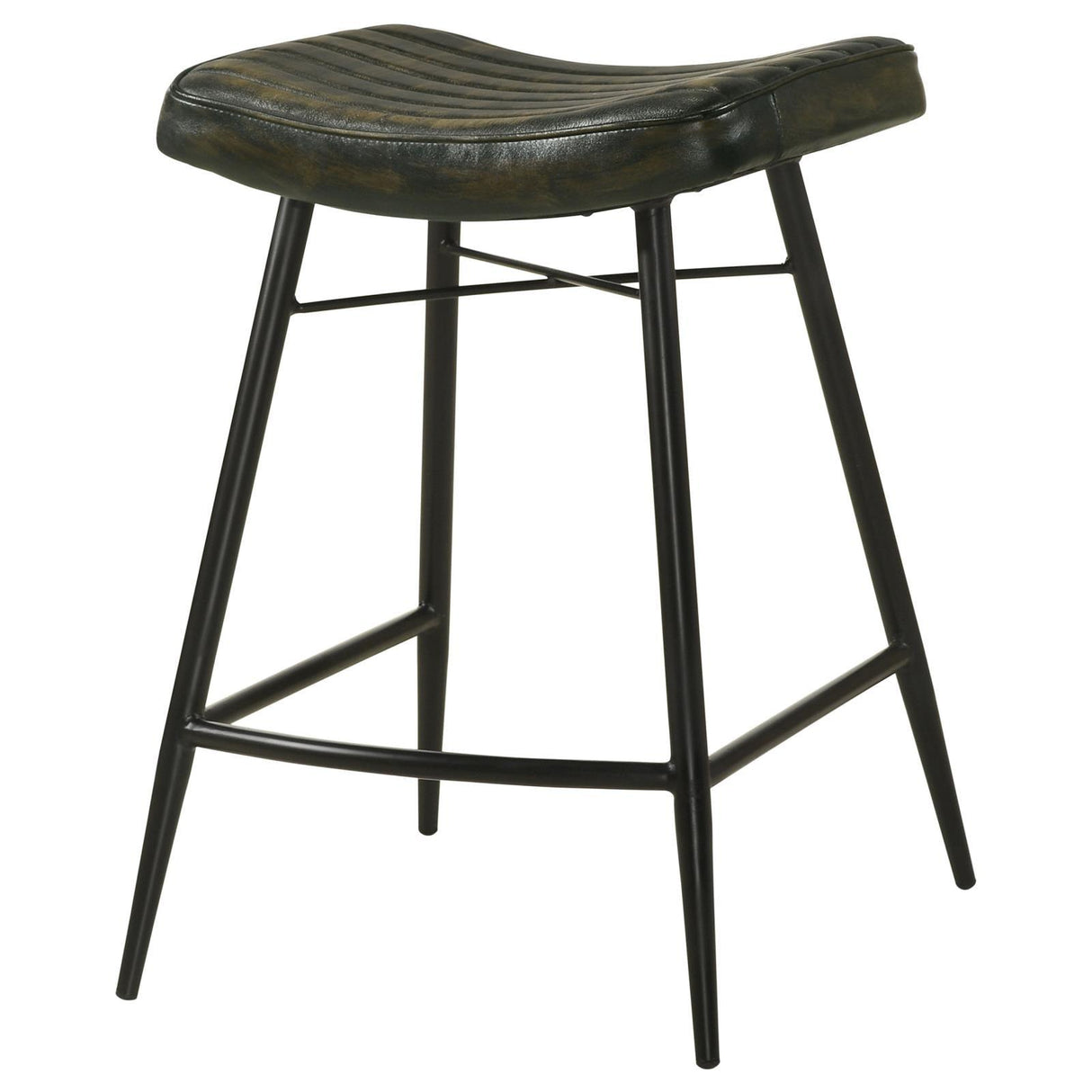 Bayu Leather Espresso and Black Upholstered Saddle Seat Backless Counter Height Stool Antique (Set of 2) by Coaster at Eve Furniture