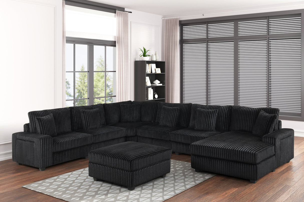 Bazooka Black 7-Piece Sectional with Ottoman by Happy Homes at Eve Furniture