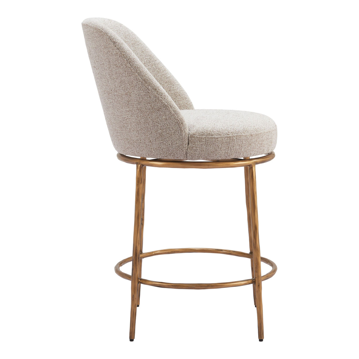 Nordhavn Swivel Counter Stool Beige & Gold - Image 3