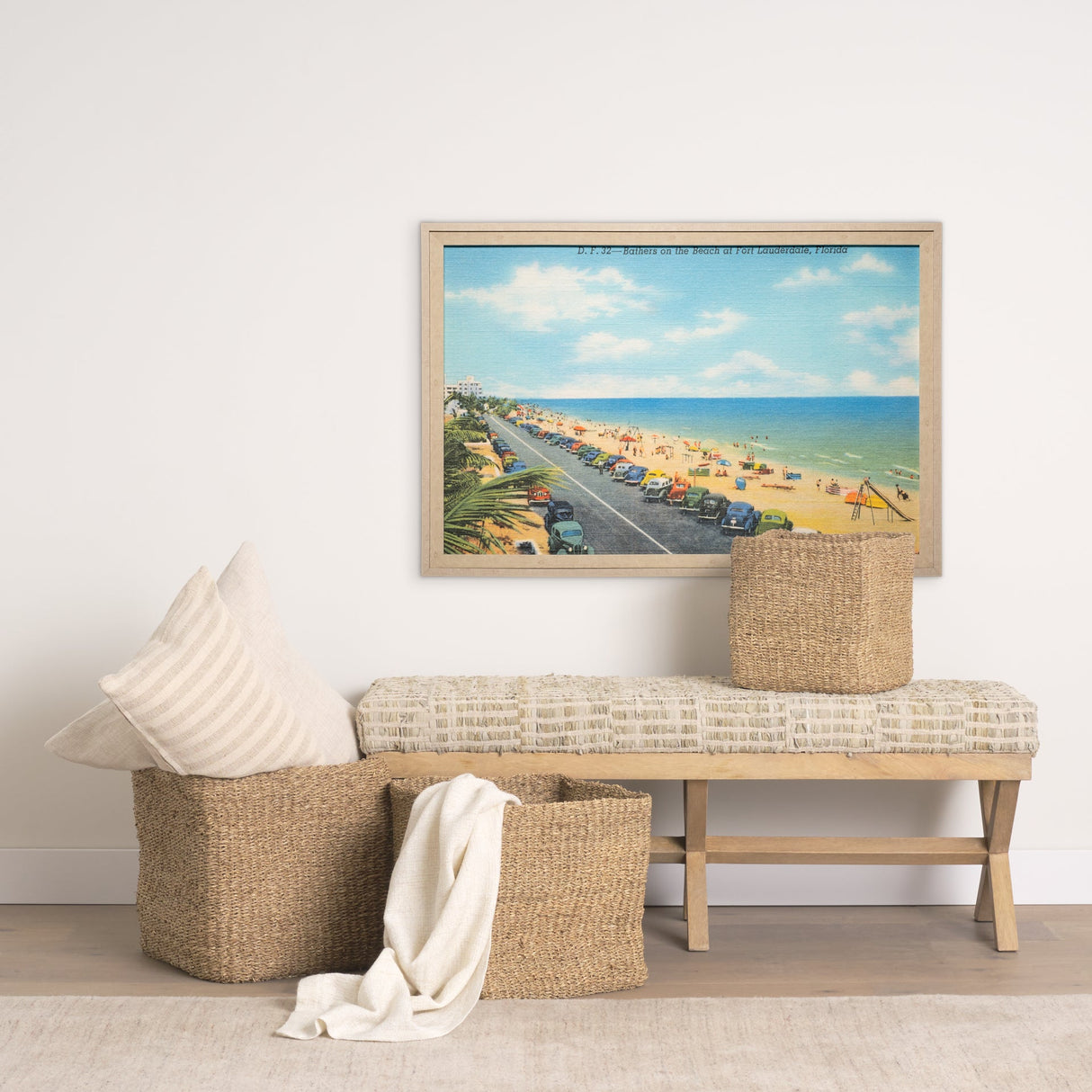 Beach Postcard II by Wild Apple Portfolio a Framed Art Print Matted under Glass by Mercana at Eve Furniture