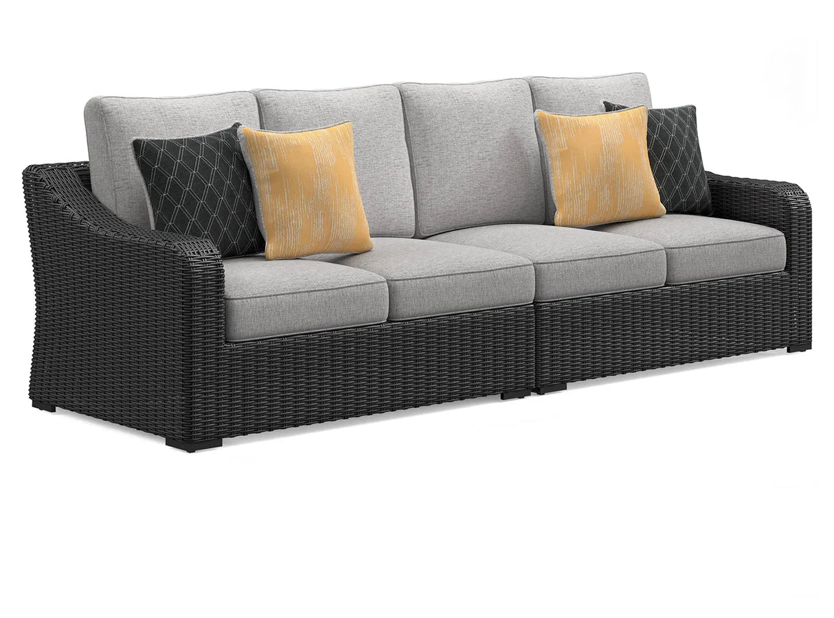 Beachcroft Black/Light Gray 2-Piece Outdoor Sectional by Ashley at Eve Furniture