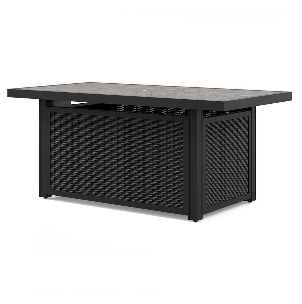Beachcroft Black/Light Gray 3-Piece Outdoor Sectional with Fire Pit Table by Ashley at Eve Furniture
