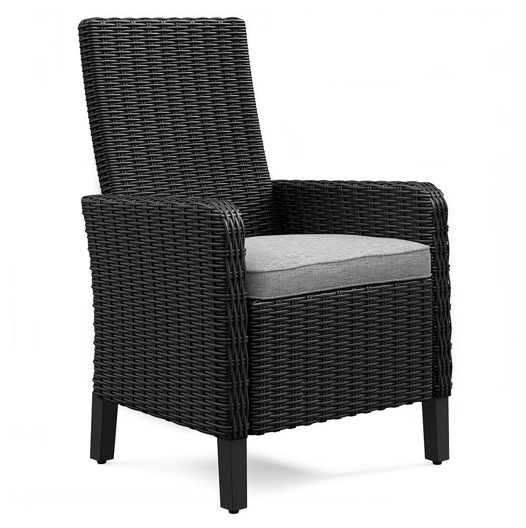 Beachcroft Black/Light Gray Outdoor Arm Chair with Cushion by Ashley at Eve Furniture