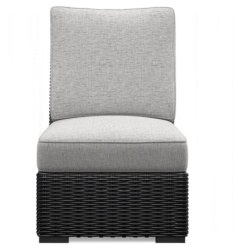 Beachcroft Black/Light Gray Outdoor Armless Chair by Ashley at Eve Furniture