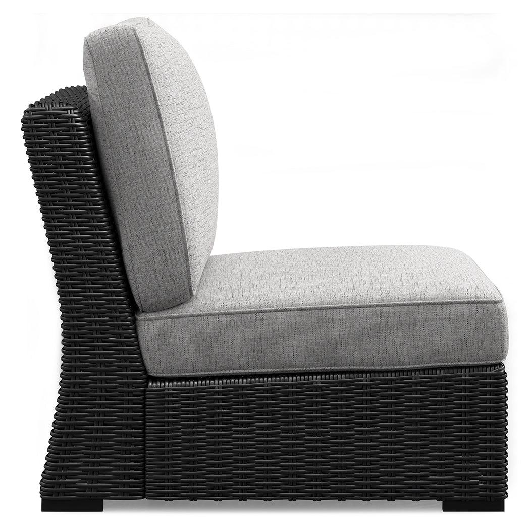 Beachcroft Black/Light Gray Outdoor Armless Chair by Ashley at Eve Furniture