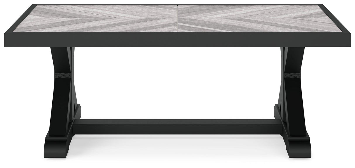 Beachcroft Black/Light Gray Outdoor Coffee Table by Ashley at Eve Furniture