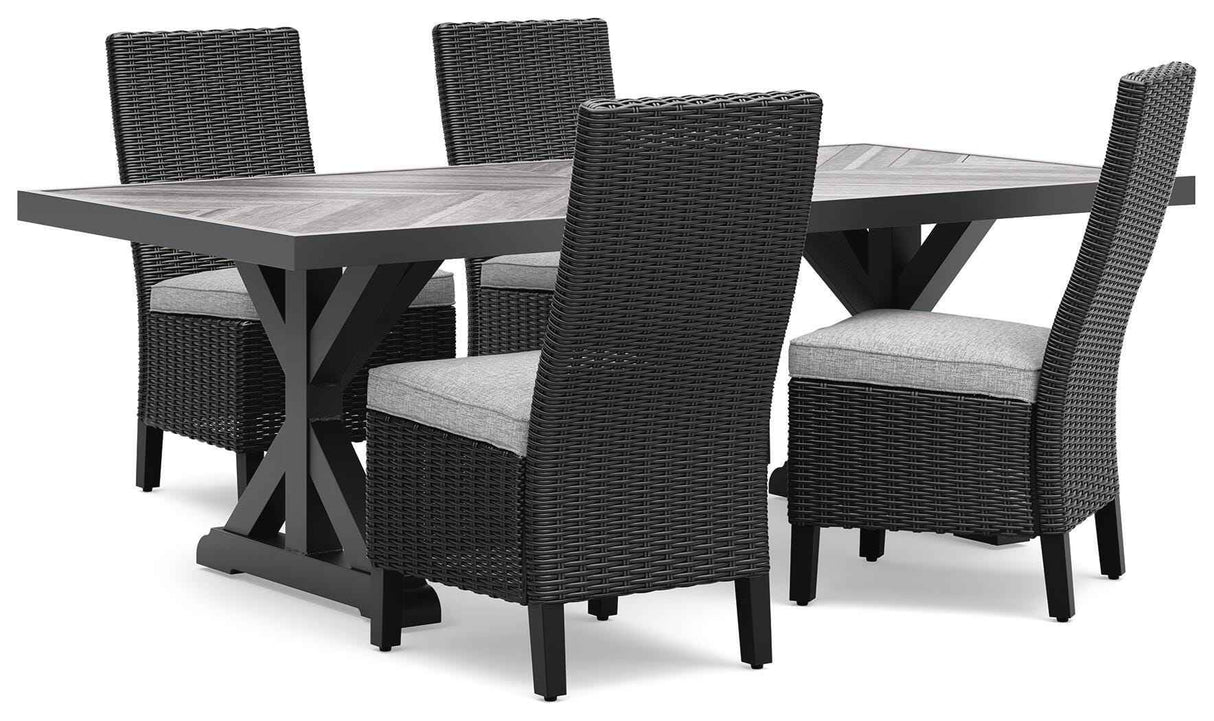 Beachcroft Black/Light Gray Outdoor Dining Table and 4 Chairs by Ashley at Eve Furniture