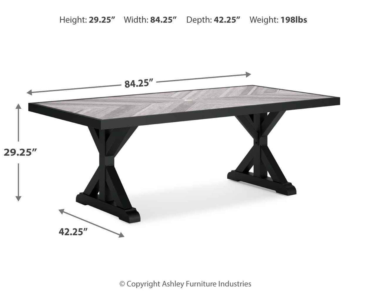 Beachcroft Black/Light Gray Outdoor Dining Table and 4 Chairs by Ashley at Eve Furniture