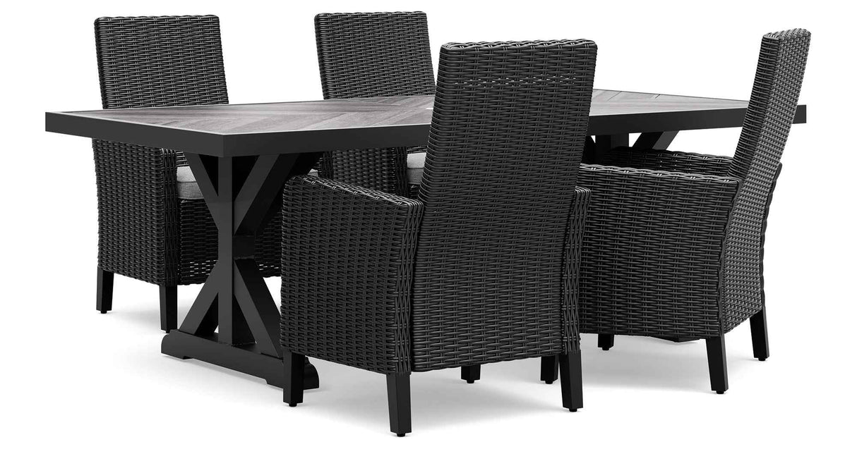 Beachcroft Black/Light Gray Outdoor Dining Table and 4 Chairs by Ashley at Eve Furniture