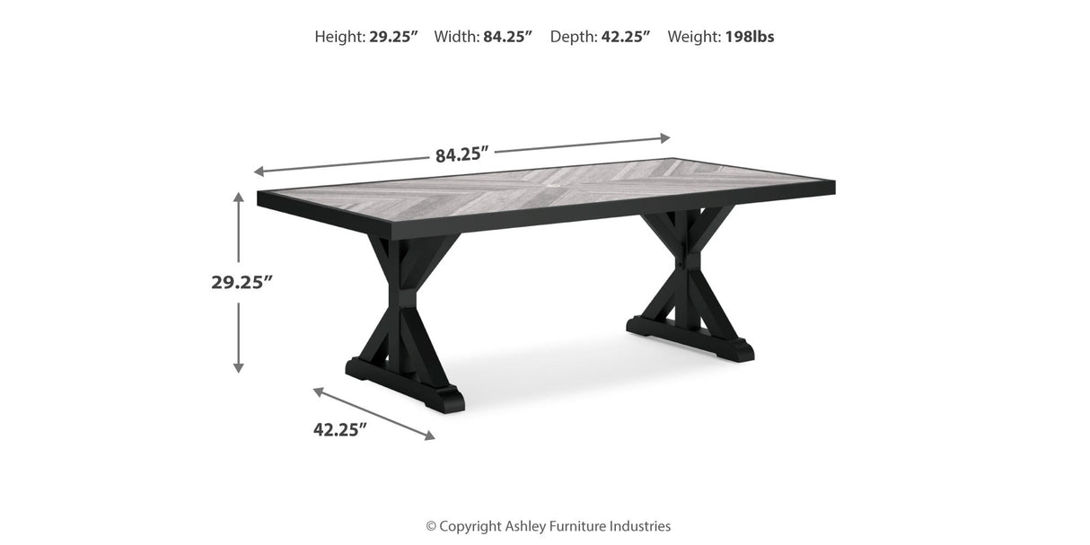 Beachcroft Black/Light Gray Outdoor Dining Table and 6 Chairs by Ashley at Eve Furniture