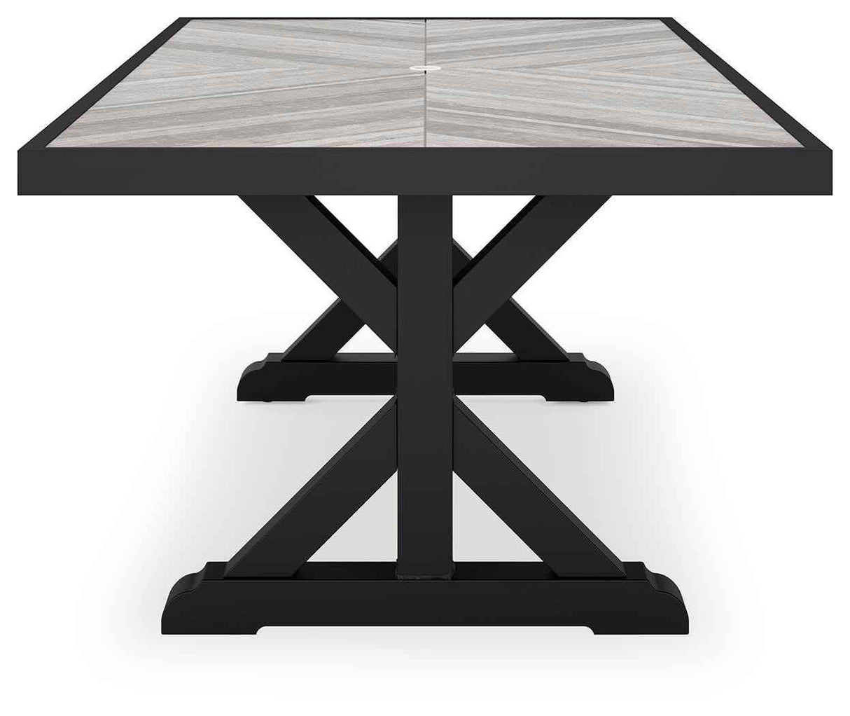 Beachcroft Black/Light Gray Outdoor Dining Table by Ashley at Eve Furniture